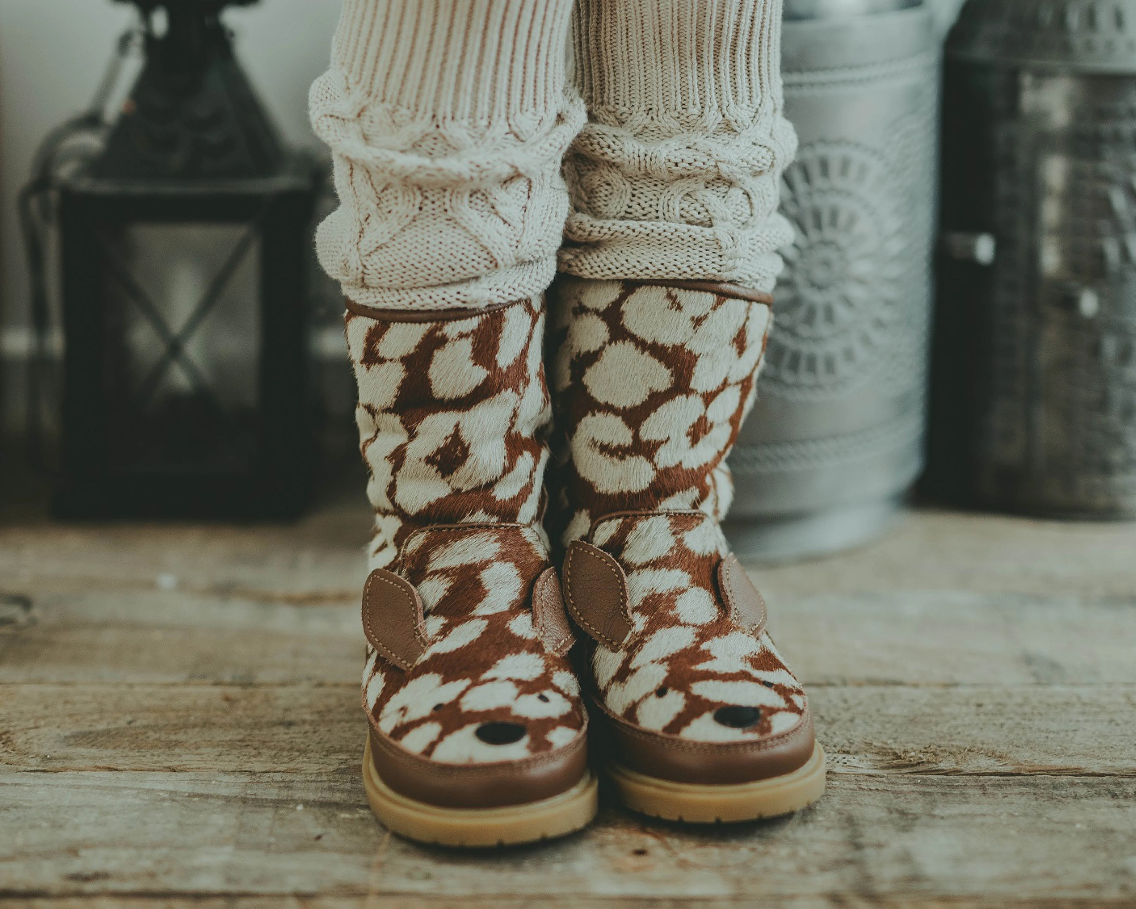 Wadudu Exclusive Boots | Bambi | Brown Spotted Cow Hair Salamanca Twins Boots