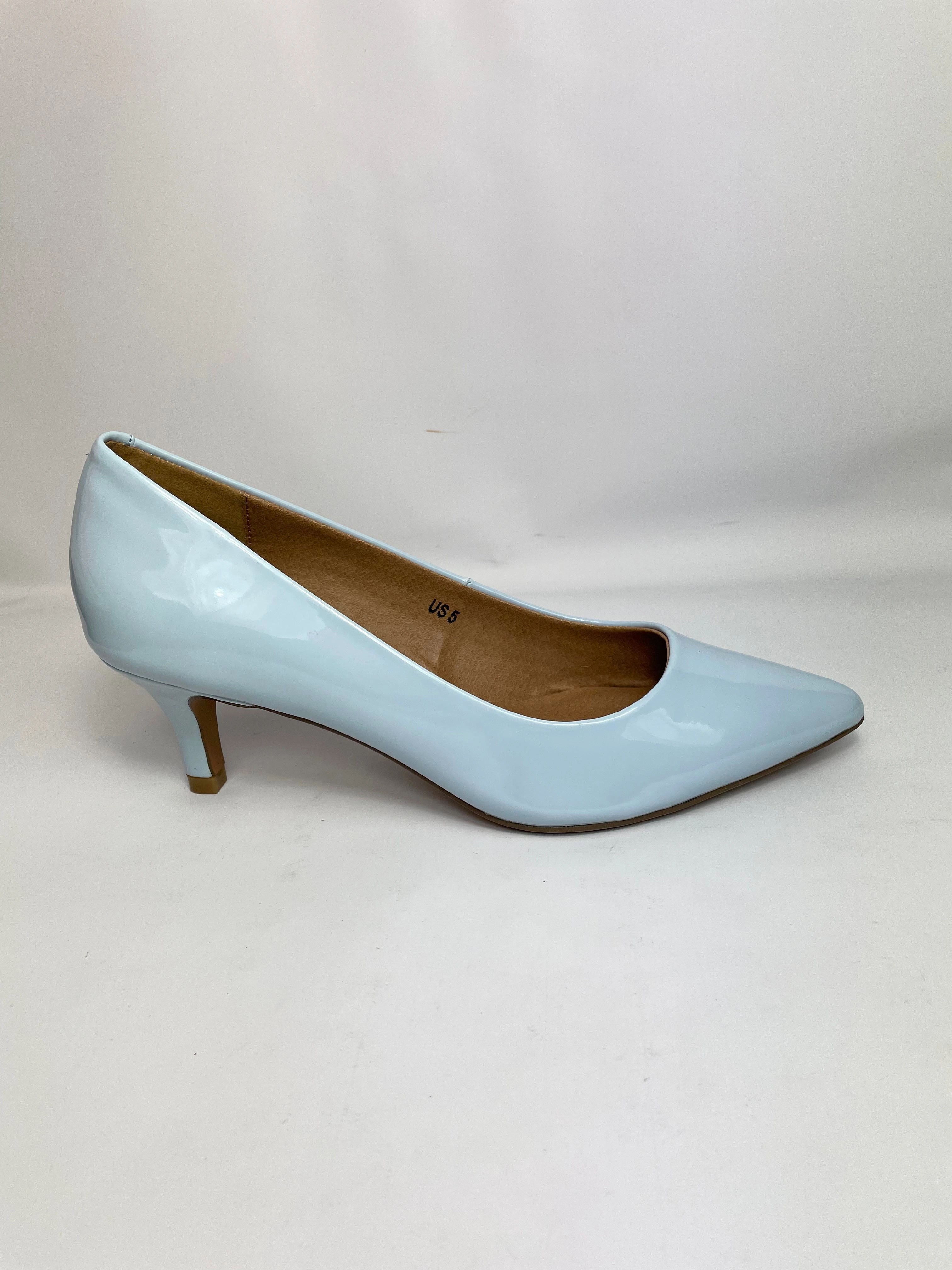 Women's Moda Low Heel D'Orsay Pointed Toe Pump Shoes in Light Blue UK 5 / EU 38 Zero Drop