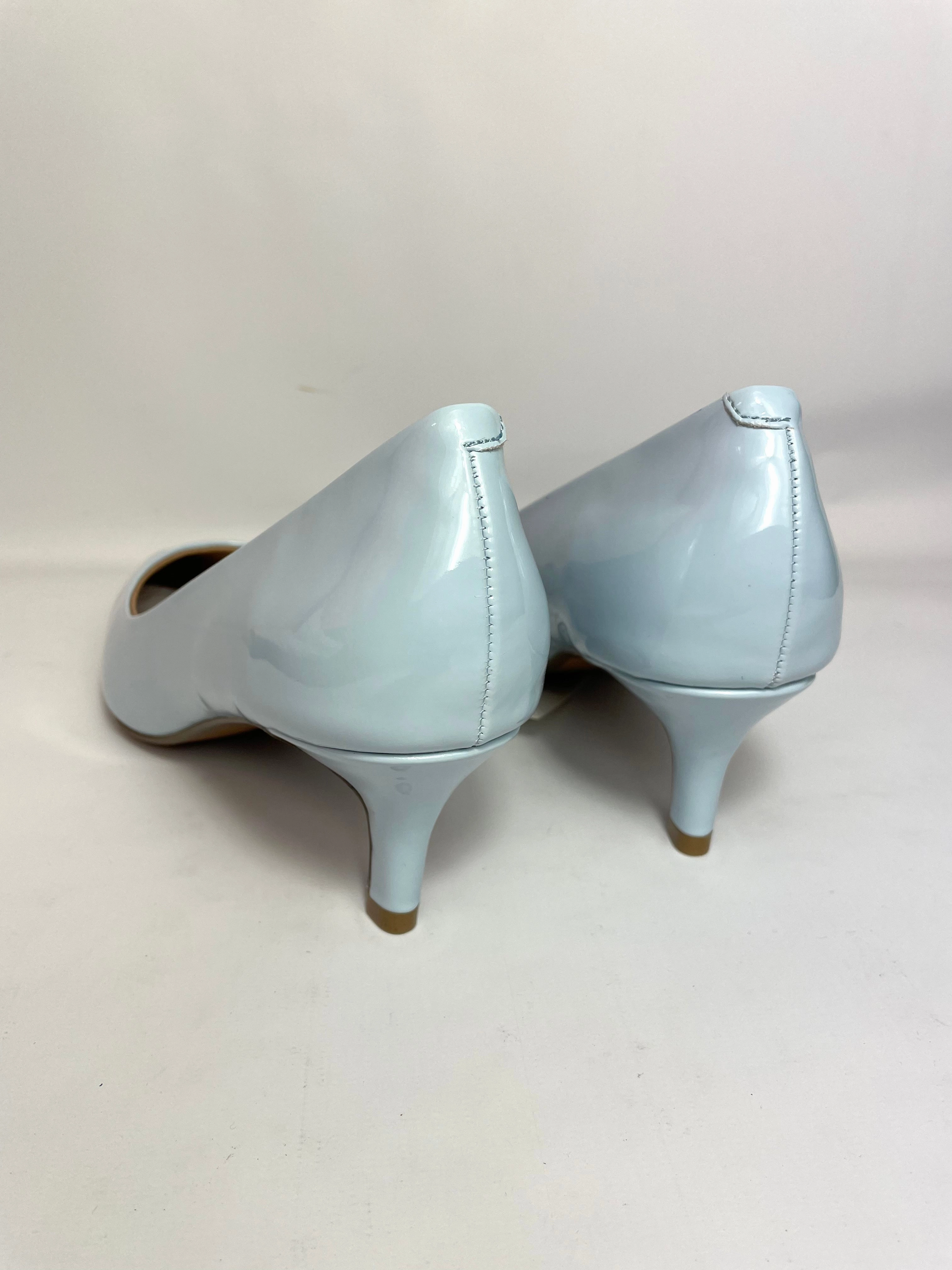 Wide Toe Box Walking Women's Moda Low Heel D'Orsay Pointed Toe Pump Shoes in Light Blue UK 5 / EU 38