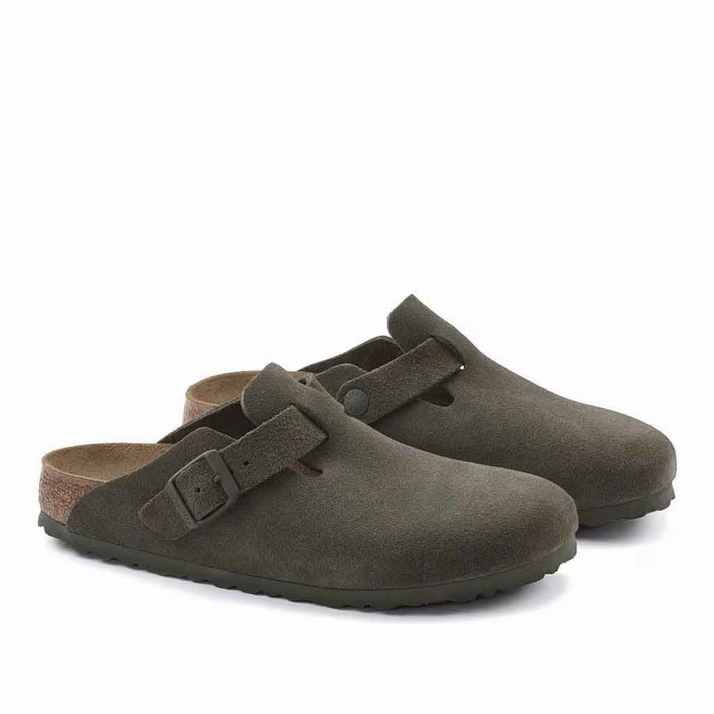 Birkenstock Boston Clog - Thyme Wide Toe Flat Shoes