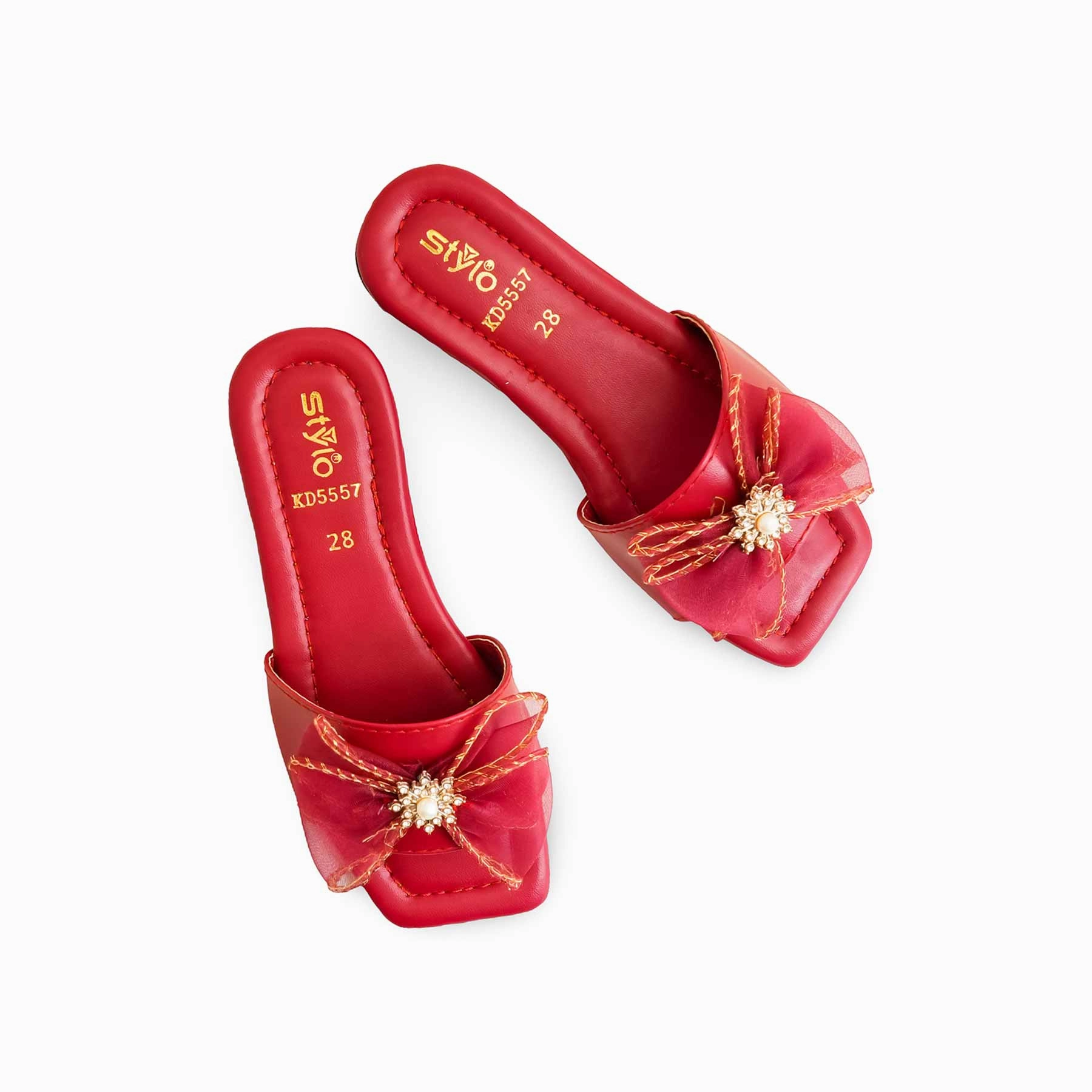 Girls Red Casual Slipper KD5557 Slippers Tango