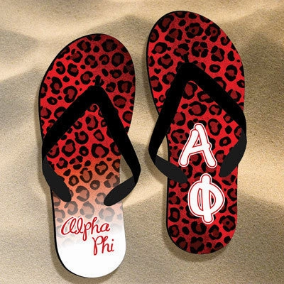 Alpha Phi Cheetah Print Flip Flops - SBL100 - SUB Sun Flip Flops