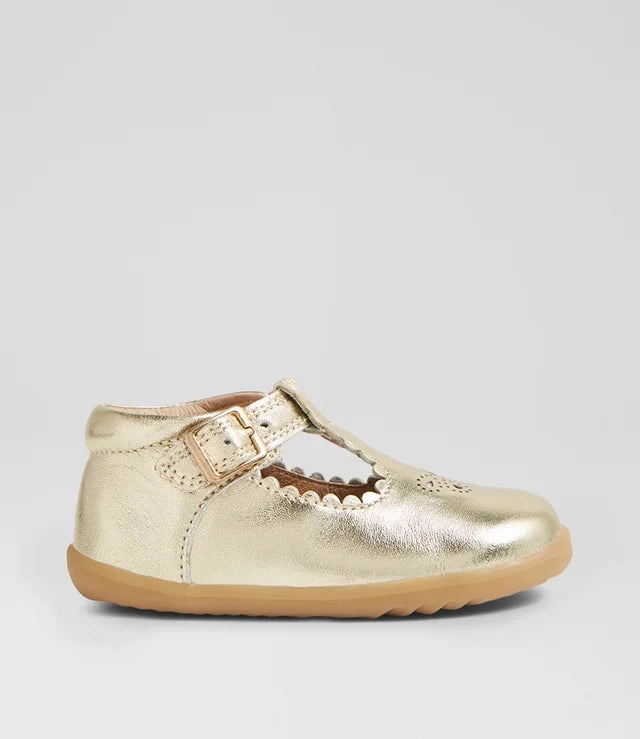 Hoco Shoes Flats Bobux Step Up  Poppy Flat Shoe - Gold