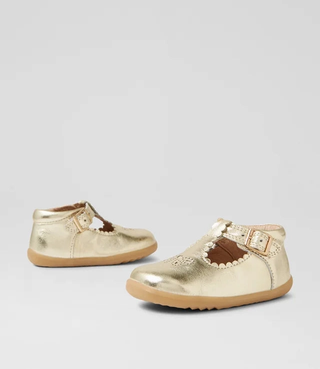 Bobux Step Up  Poppy Flat Shoe - Gold Beige Shoes