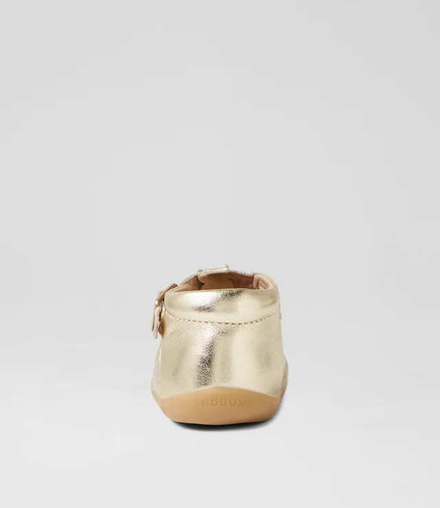 Flat Soled Running Shoes Bobux Step Up  Poppy Flat Shoe - Gold