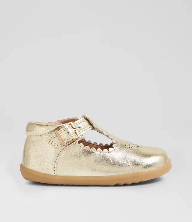 Running Shoes For Beginners With Flat Feet Bobux Step Up  Poppy Flat Shoe - Gold