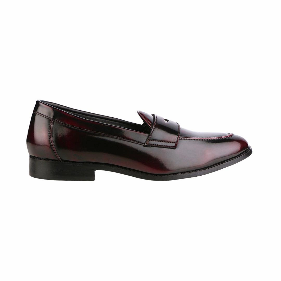 Siena Timeless Patent Cherry/Black Classic Penny Loafers Slip On Leather Shoe