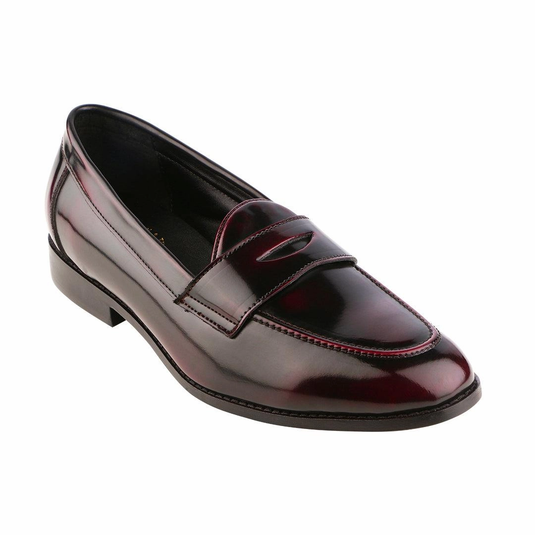Siena Timeless Patent Cherry/Black Classic Penny Loafers Slip On Biker Boots