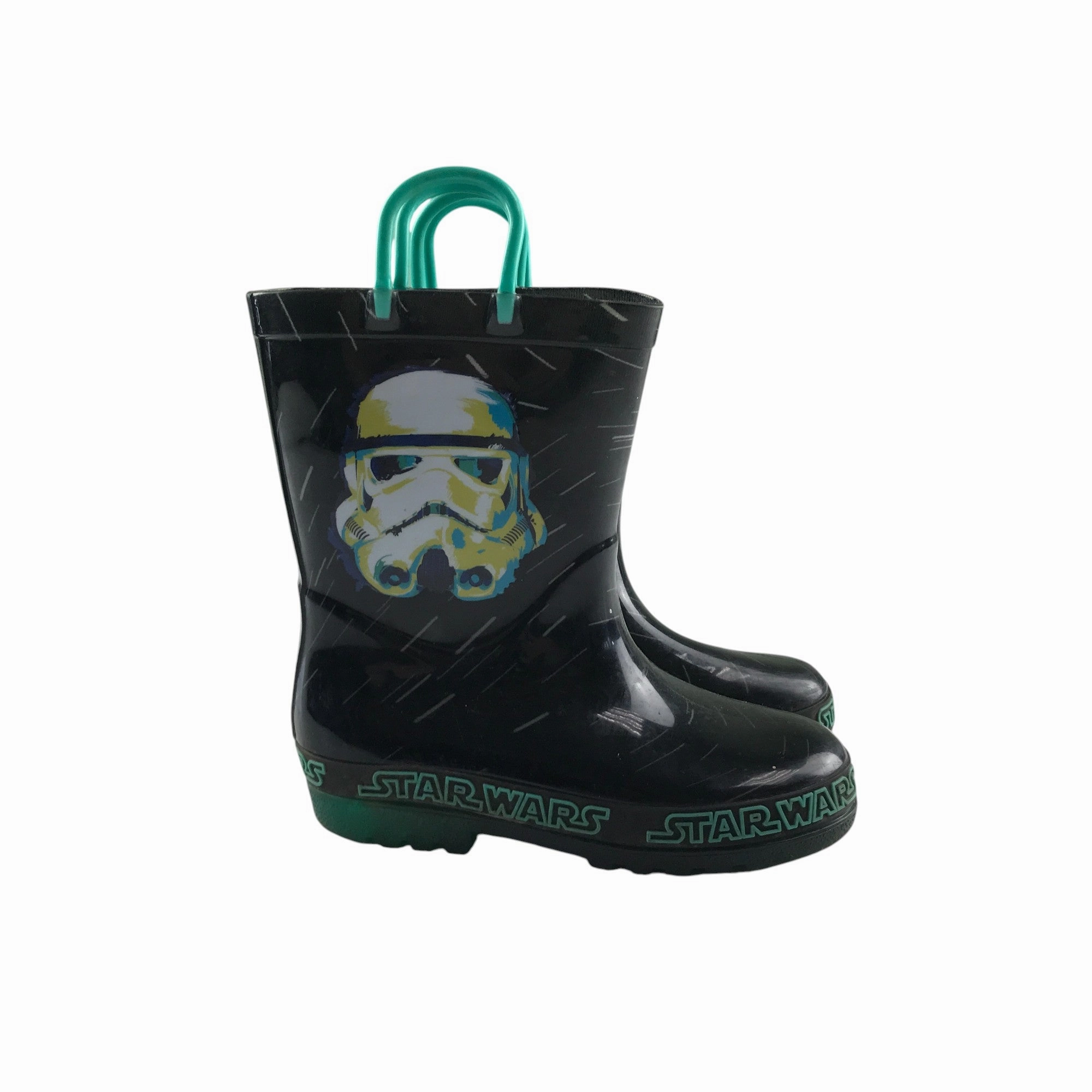 Wellie boots shoe size 12 junior black Star Wars Stormtrooper graphic calf height Waterproof And Insulated Boots