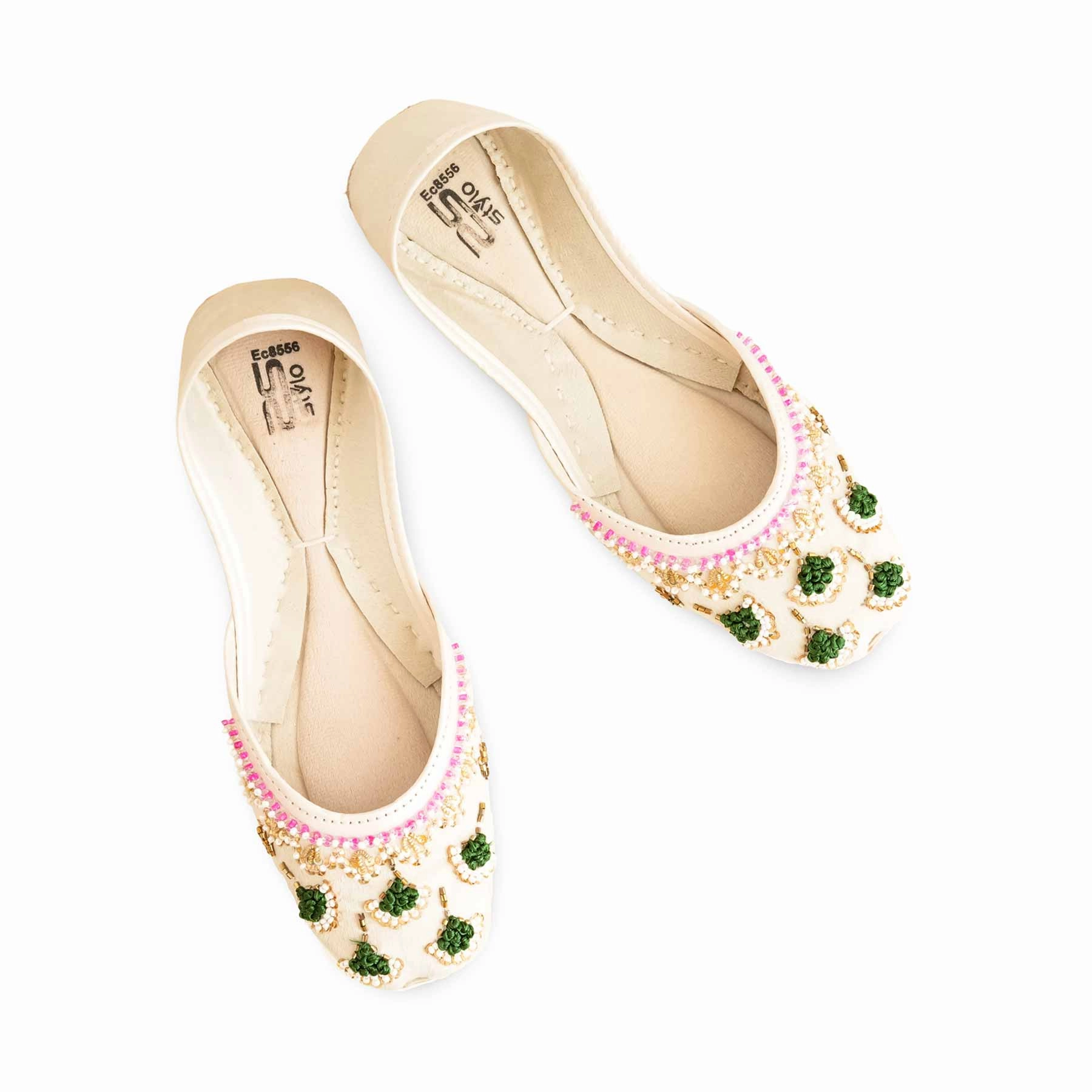 White Fancy Women Khusa EC8556 Best Flat Office Shoes