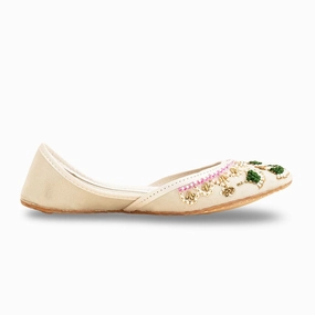 White Fancy Women Khusa EC8556 Best Shoes For Flat Wide Feet