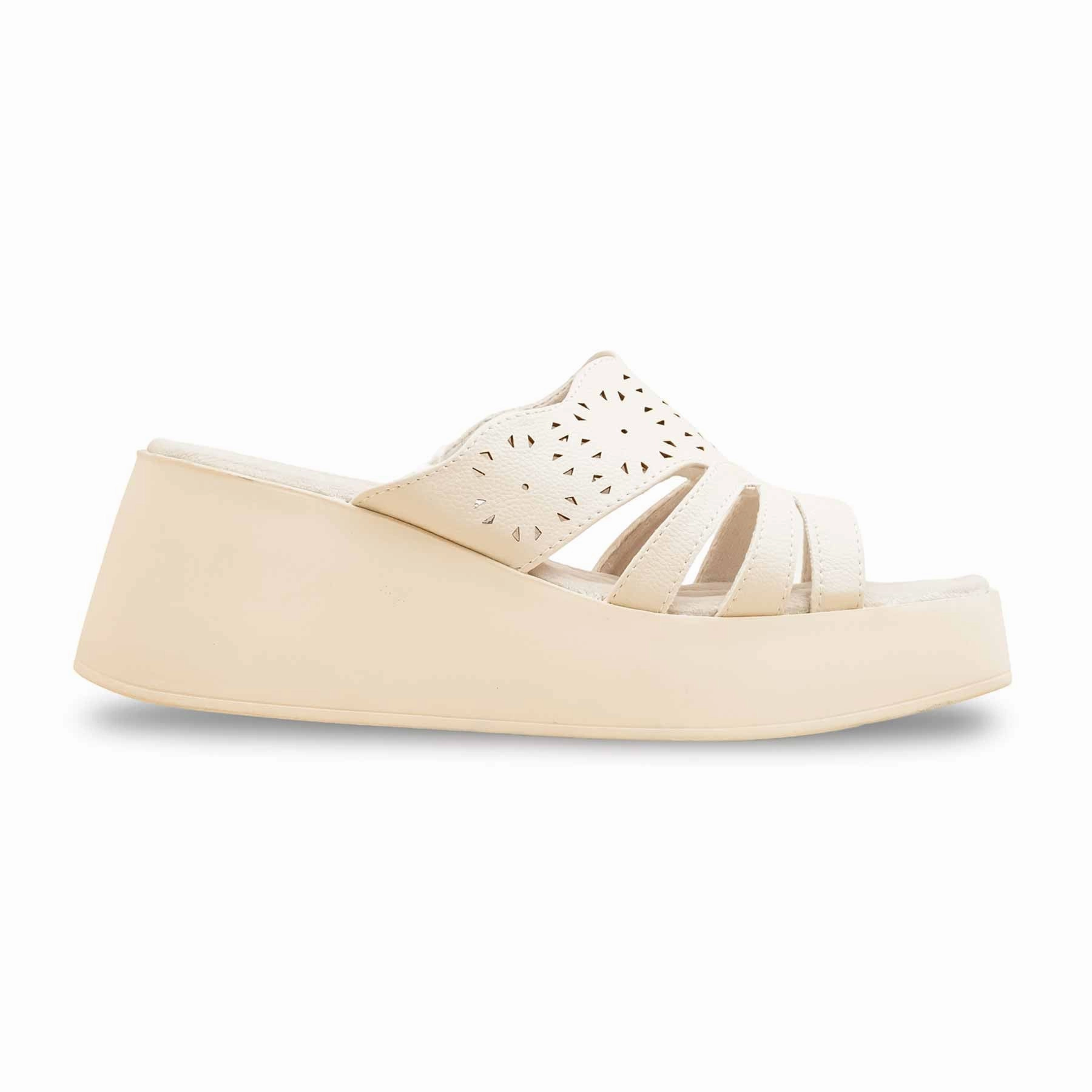 White Formal Slipper For Women PU0606 Curly Slide