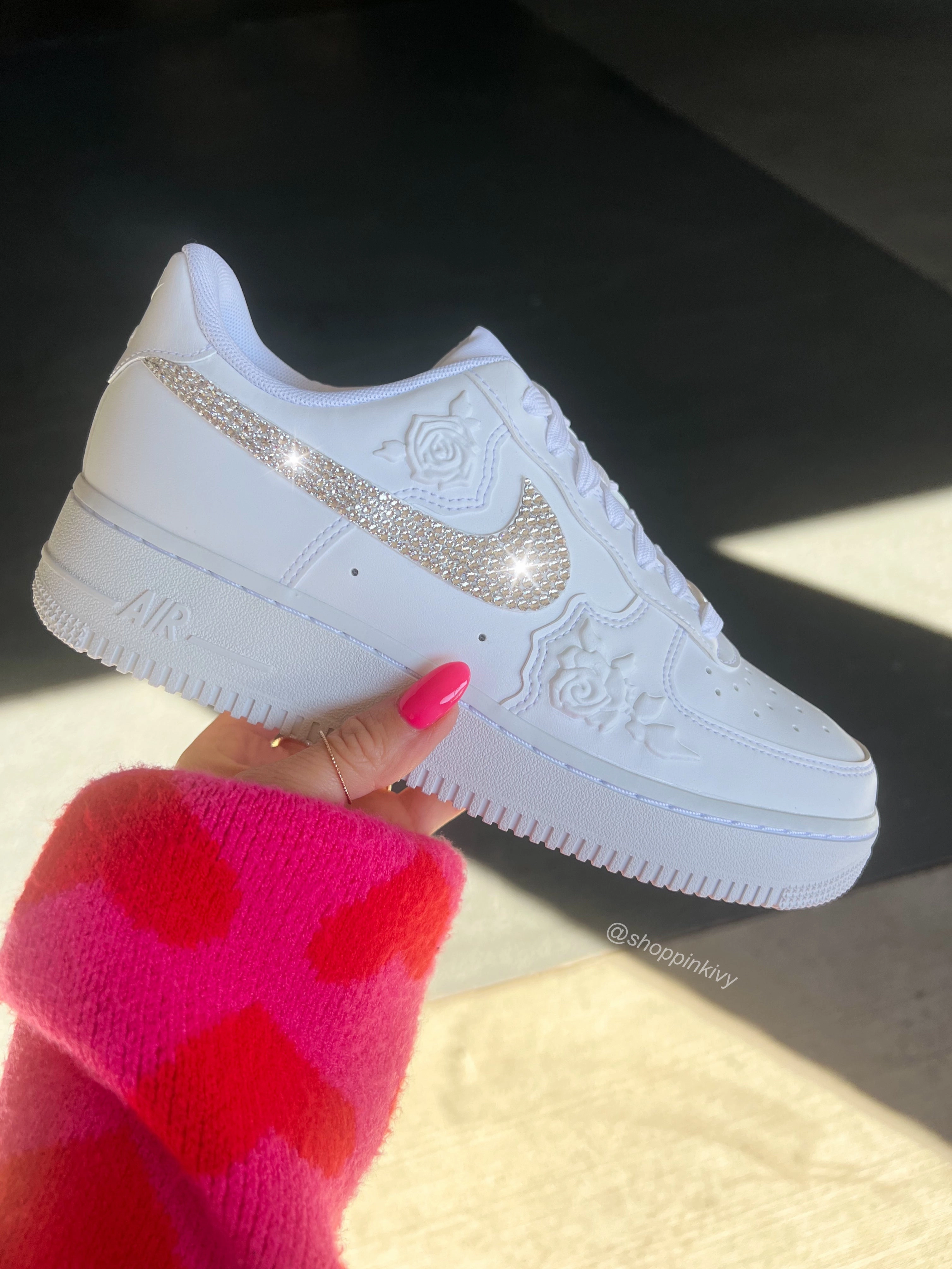 University Of Texas Nike Shoes White Roses Swarovski Nike Air Force 1 ST