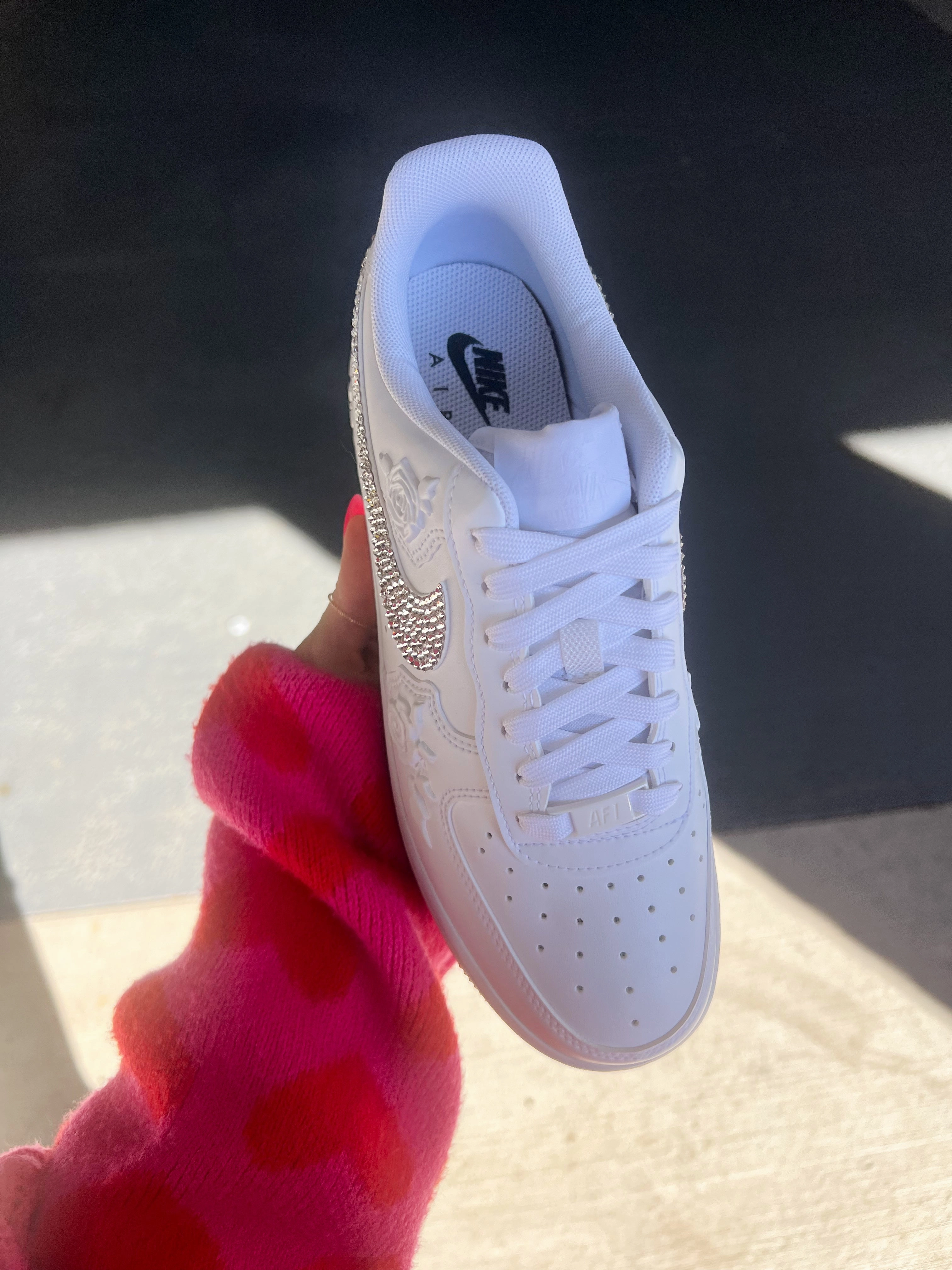 White Roses Swarovski Nike Air Force 1 ST Metallic Nike Shoes