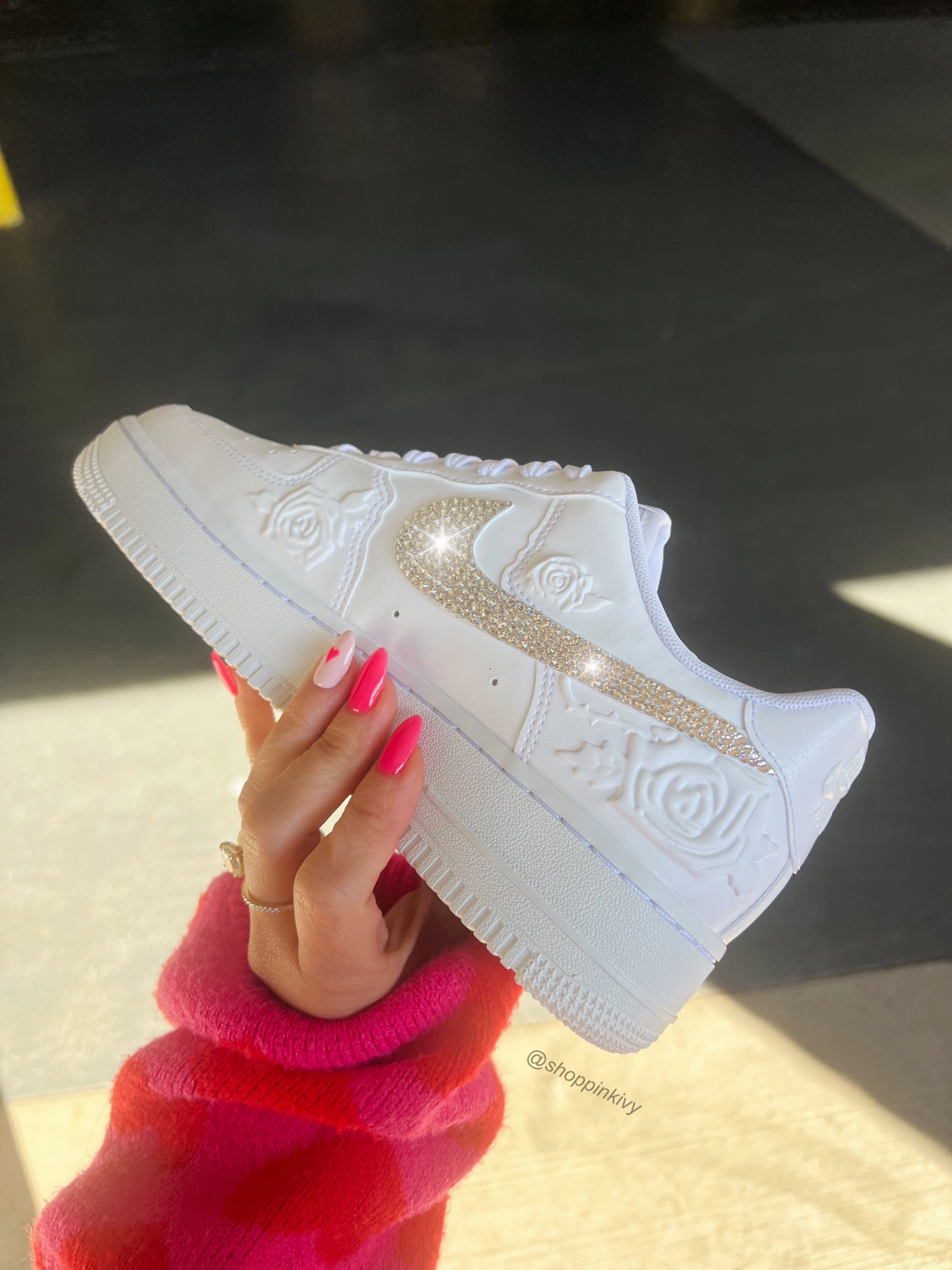 Coach Prime Nike Shoes White Roses Swarovski Nike Air Force 1 ST