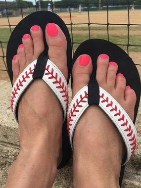 Flip Flops Pensacola Cocomo Soul Baseball Flip-Flops for Women | Leather Sandals for Baseball Moms