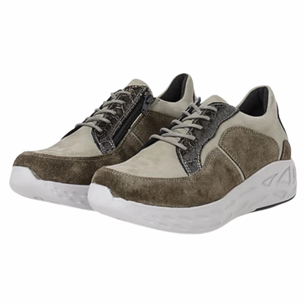 Wolky Bounce Castor Grey Combi Leather Sneaker (Women's) High Heels To Go With Dress