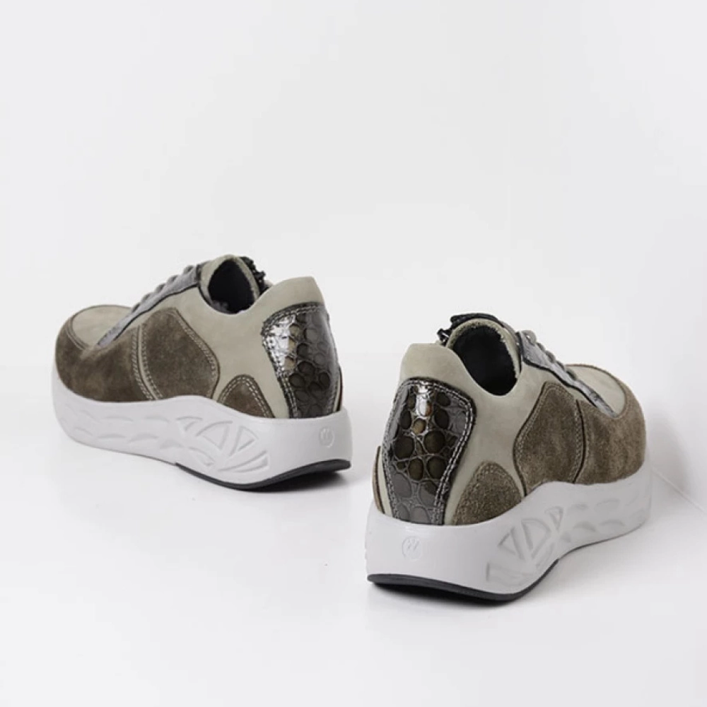 Wolky Bounce Castor Grey Combi Leather Sneaker (Women's) High Heels Red Bottom