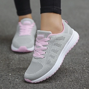 Women Casual Shoes Fashion Breathable Walking Mesh Flat Shoes Woman White Sneakers Women 2020 Tenis Feminino Female Shoes Wide Fit Flat Shoes