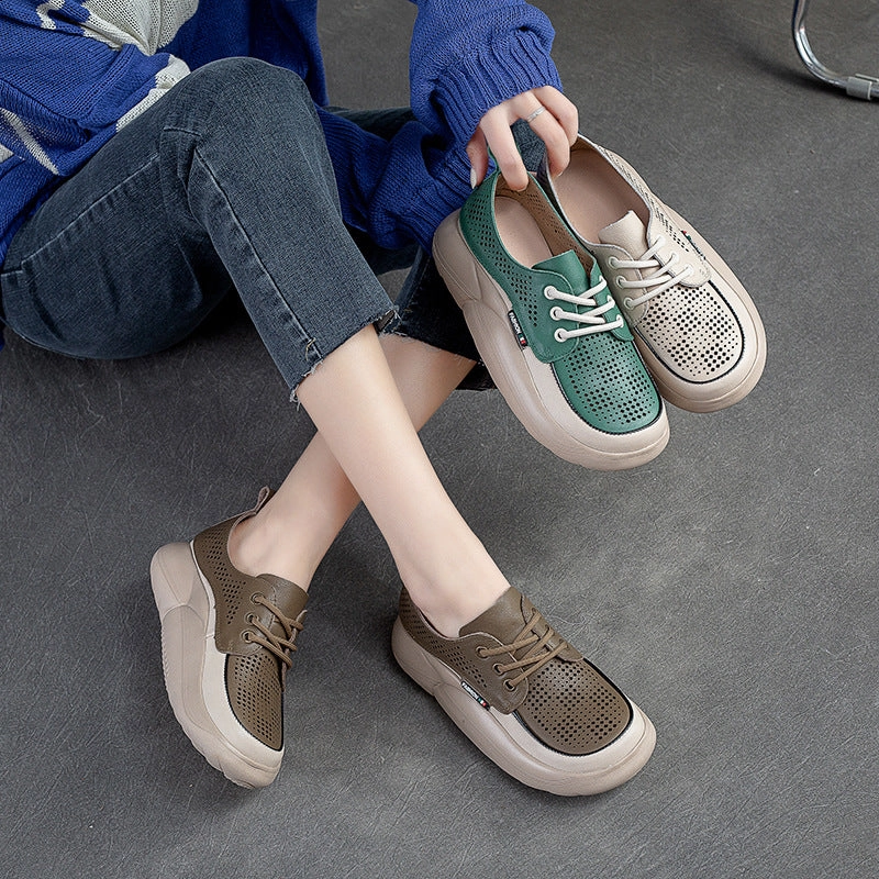 Nautica Casual Lace-up Fashion Sneakers Oxford Comfortable Walking Shoe Women Fashion Breathable Hollow Leather Casual Shoes