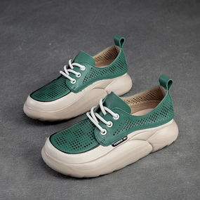 Women Fashion Breathable Hollow Leather Casual Shoes Vegan Business Shoes