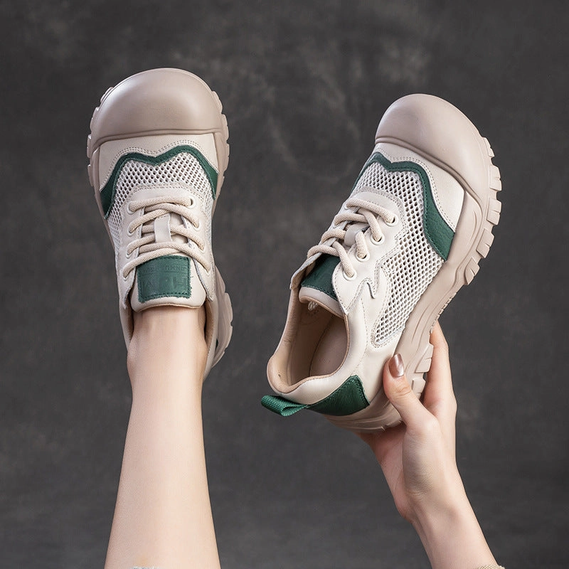 Women Fashion Breathable Mesh Leather Casual Shoes X_plr Casual Shoes