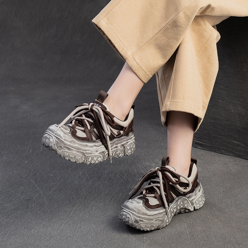 Crazyflight High Sneakers Shoes Casual Women Fashion Breathable Mesh Thick Soled Casual Shoes