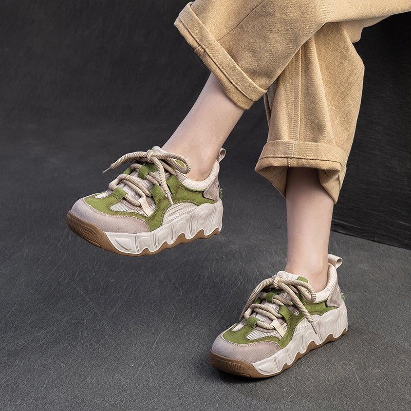 Women Fashion Color Matching Leather Breathable Casual Shoes Casual Shoes Winter 2024