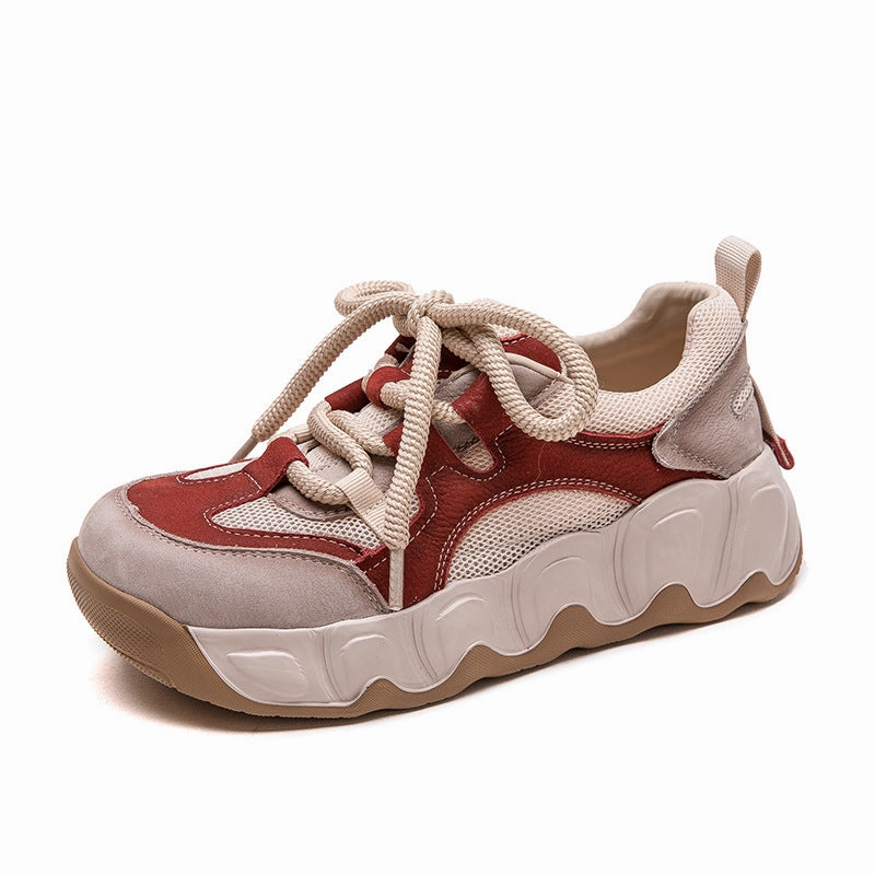 Casual Shoes To Wear With A Suit Women Fashion Color Matching Leather Breathable Casual Shoes