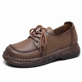 Women Handmade Soft Leather Retro Casual Shoes Crocodilely Casual Shoe