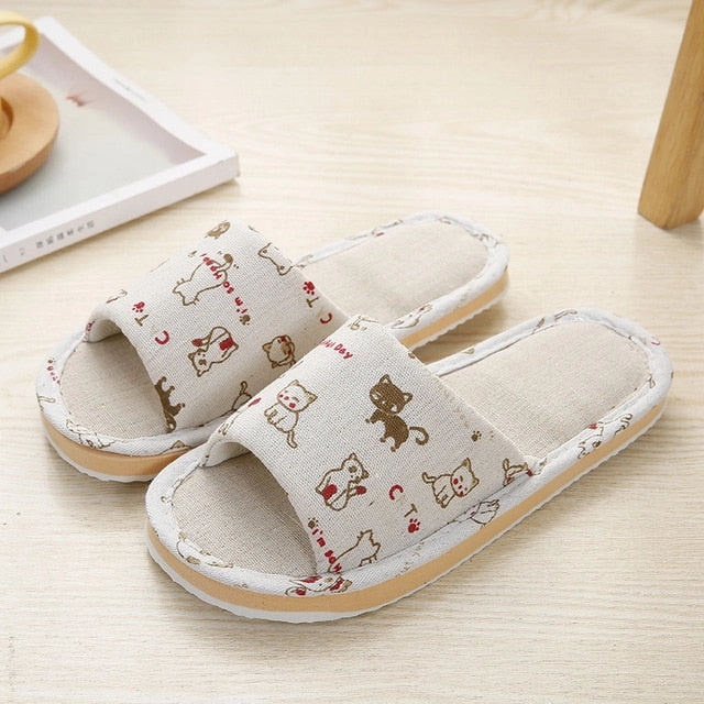 Women Home Slippers Indoor Floor Soft Couple Linen Slipper Spring Autumn Lightweight Unisex Bedroom Shoes Ladies Flax Flip Flops
