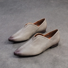 Women Minimalism Retro Leather Pointed Toe Casual Shoes Business Casual Skate Shoes