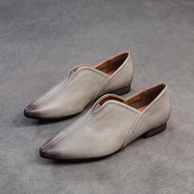 Women Minimalism Retro Leather Pointed Toe Casual Shoes Casual Shoes Singapore