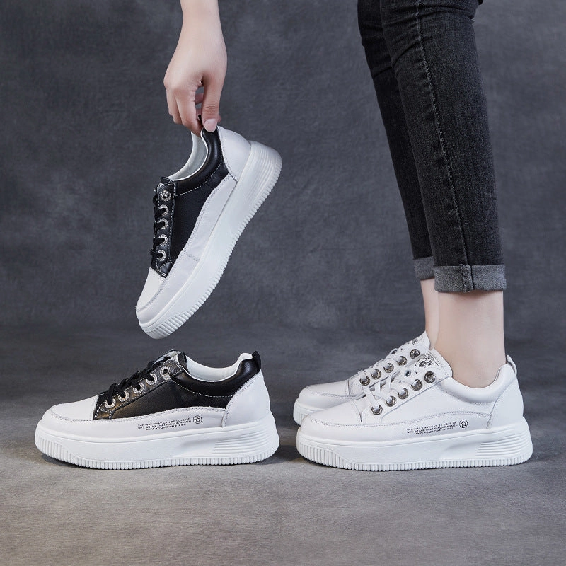 Women's Cruiser Slip-on Shoe Casual Women Minimalist Fashion Leather Thick Soled Casual Shoes