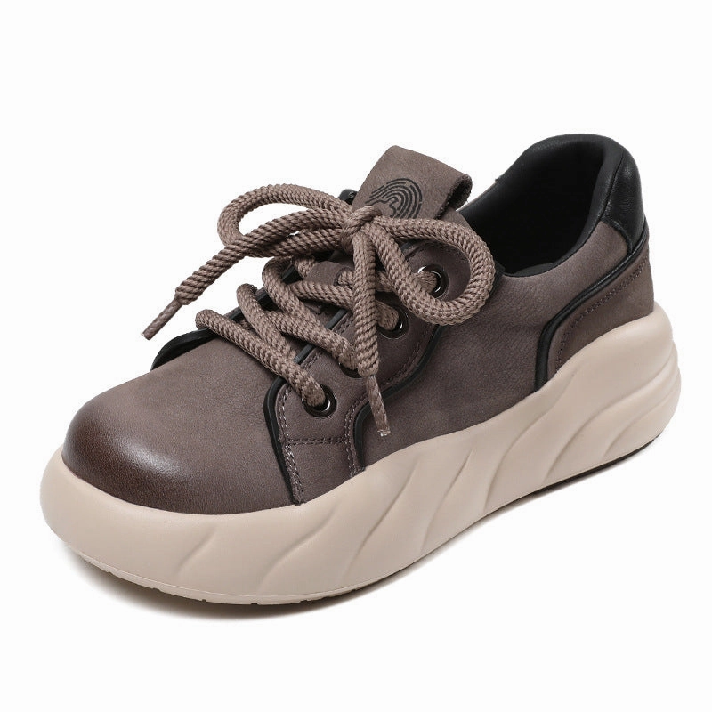 Women Minimalist Handmade Leather Casual Shoes Curry Casual Shoes