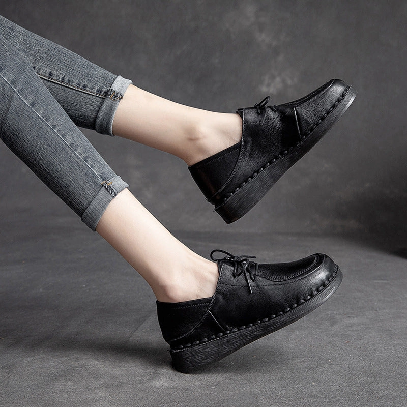 Women Minimalist Leather Soft Low Wedge Casual Shoes Casual Dress Tennis Shoes