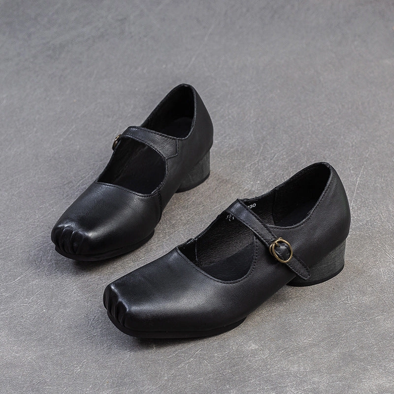 Sonoma Mens Casual Shoes Women Retro Leather Buckle Low Block Casual Shoes