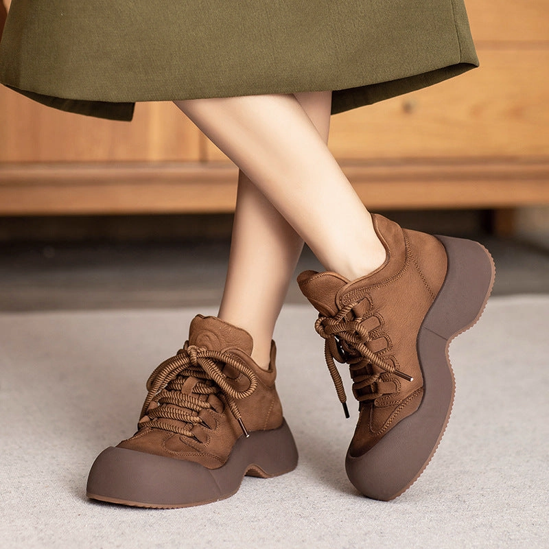 Denis Ortholite Casual Shoes Women Retro Leather Minimalism Thick Soled Casual Shoes