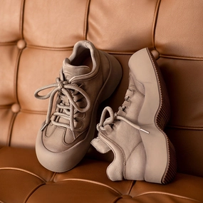 Women Retro Leather Minimalism Thick Soled Casual Shoes Most Comfortable Leather Casual Shoes