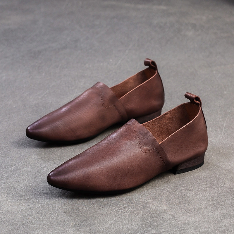 Women Retro Minimalism Soft Leather Pointed Toe Shoes Casual Shoes Jcpenney