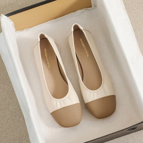 Leather Casual Shoes Sale Women Retro Patchwork Leather Casual Flats