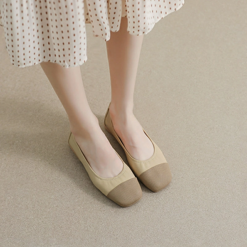 Women Retro Patchwork Leather Casual Flats Best Casual Walking Shoes