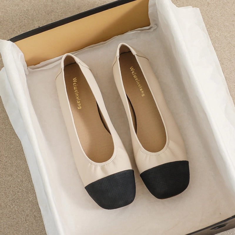 Women Retro Patchwork Leather Casual Flats Casual Suede Shoes