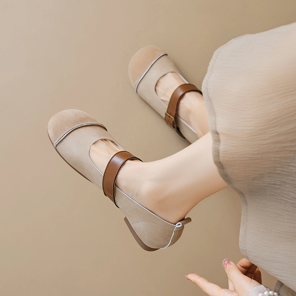 Casual Shoes With Shorts Women Retro Patchwork Soft Leather Casual Flats