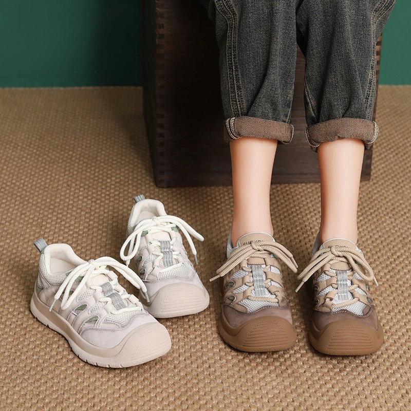 Women's Breathable Mesh Leather Low Top Casual Shoes Shoes For Casual Dress