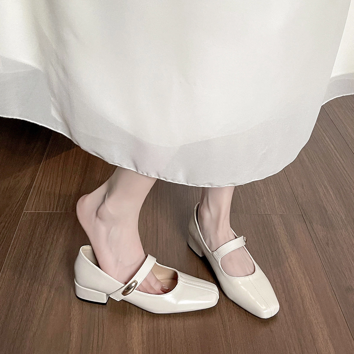 Women's Comfortable Buckle Strap Chunky Heel Mary Janes Casu Shoes