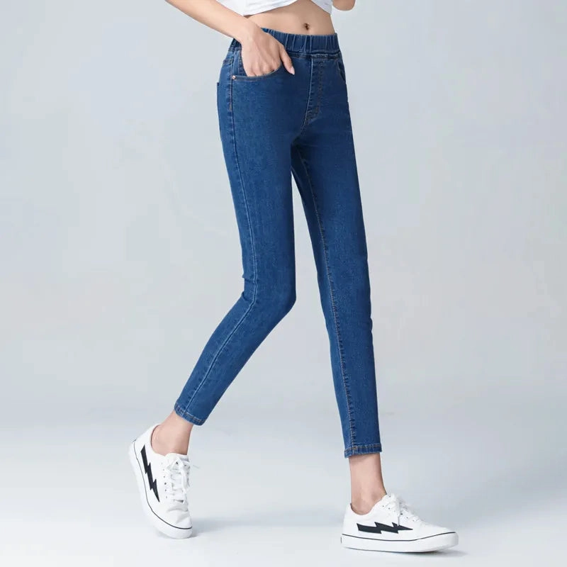 Women's Elastic High Waist Skinny Jeans The Low Spark Of High-heeled Boys