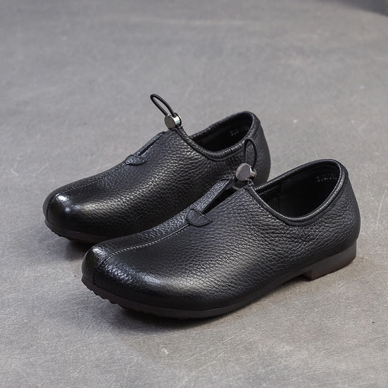 Women's Minimalist Retro Plain Leather Casual Flats Leather Casual Shoes Australia