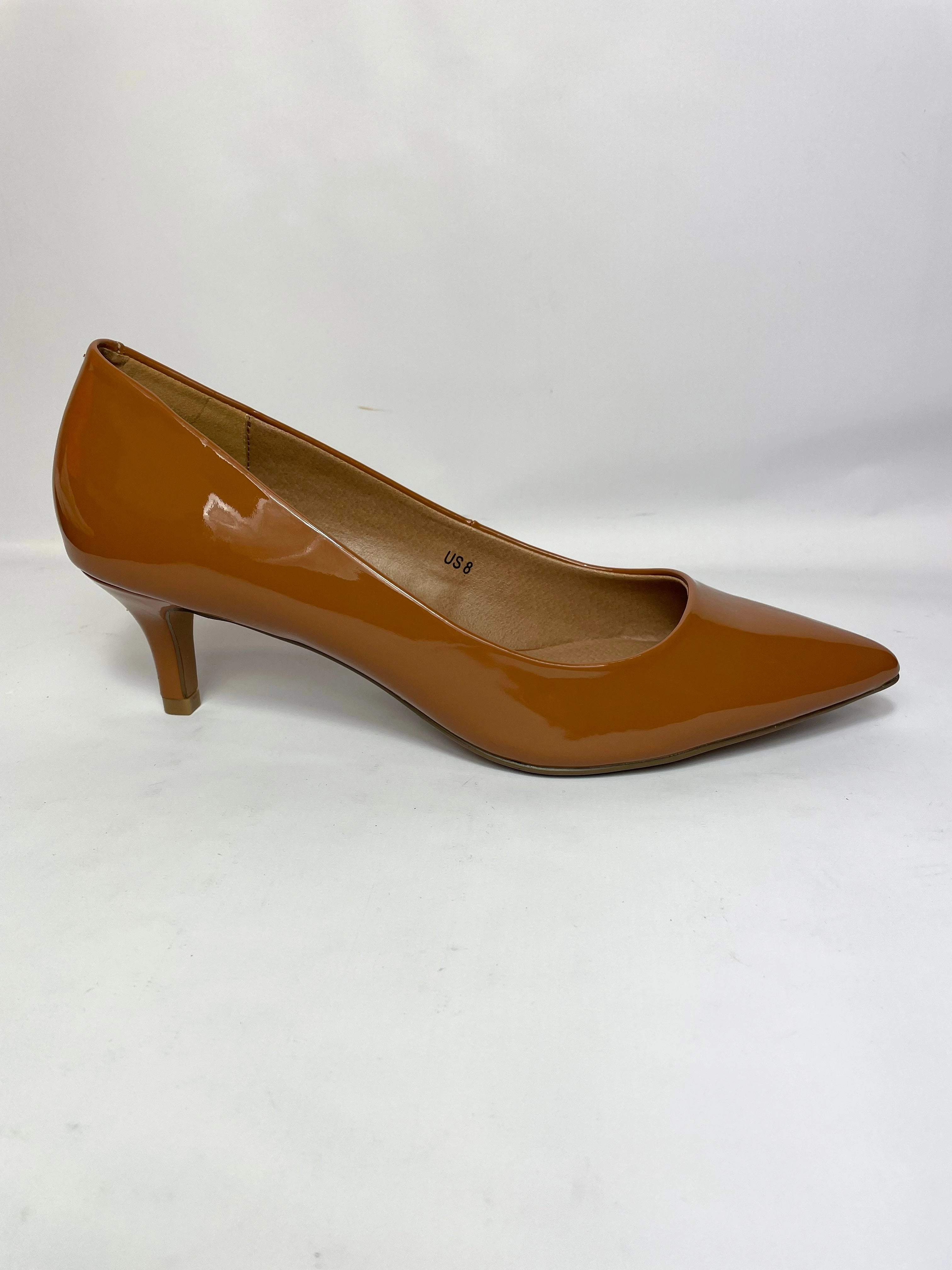 Cute Comfy Walking Shoes Women's Moda Low Heel D'Orsay Pointed Toe Pump Shoes in Brown UK 6 / EU 39