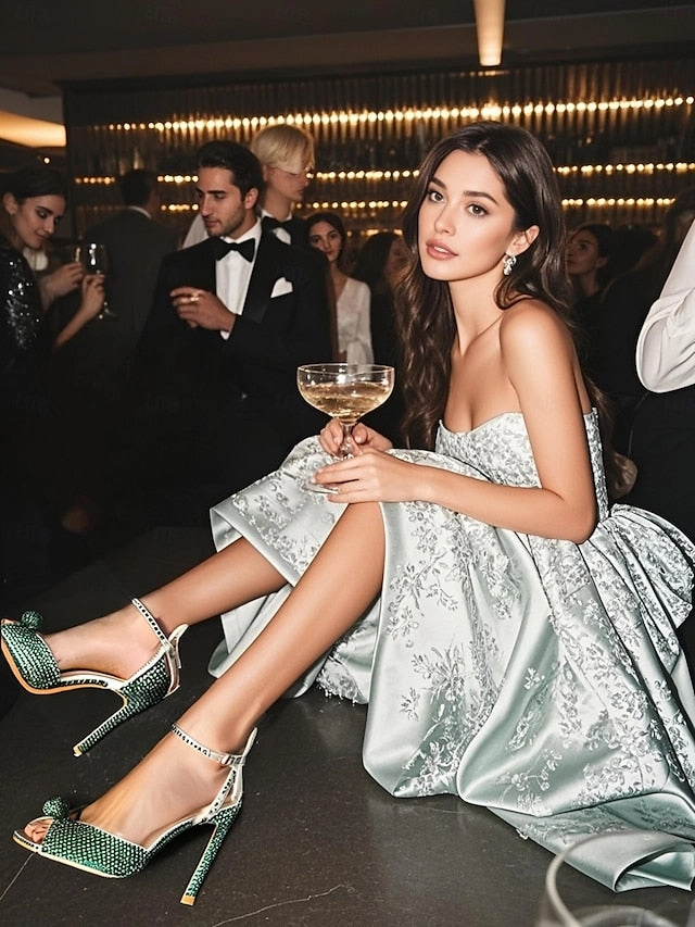 Women's Stiletto Embellished with Rhinestone Heel Sandals